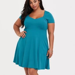 TORRID Aqua Ponte Skater Dress Teal
